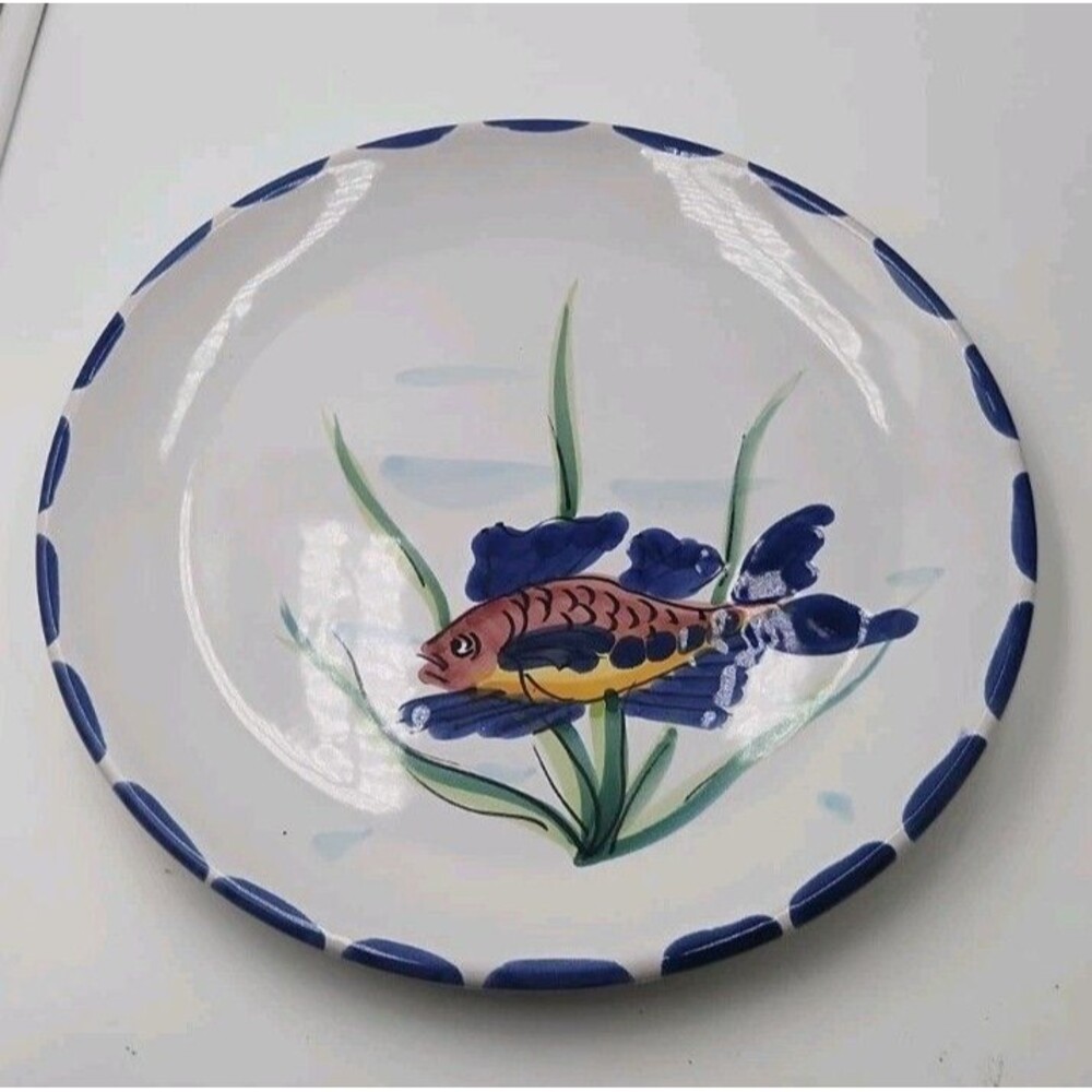 VIETRI Al Mare Italy Fish Hand Painted Serving Plate 11" Hangable Wall Art Decor